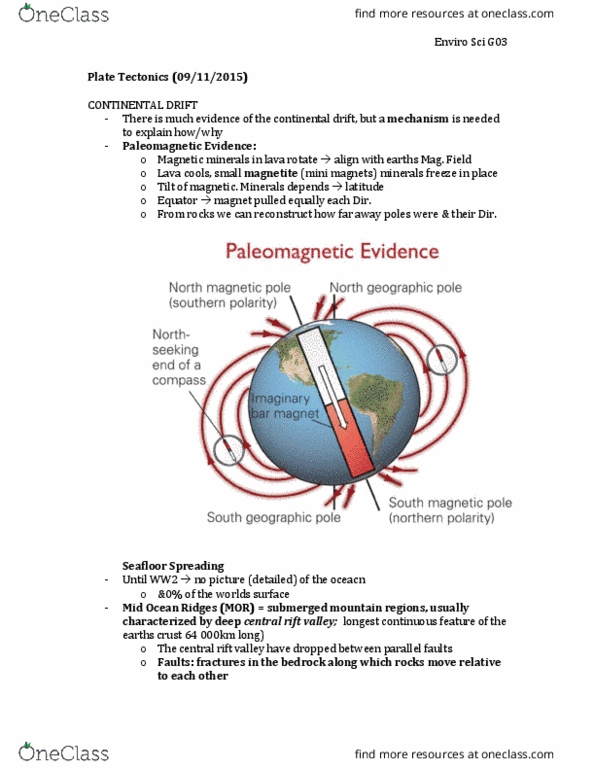 MUSIC 2F03 Lecture Notes - Lecture 3: Continental Drift, Continental Crust, Plate Tectonics thumbnail