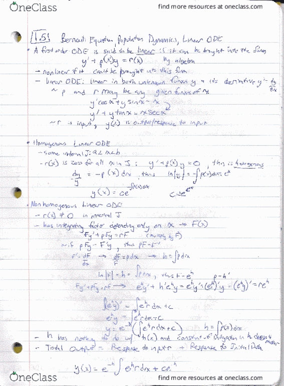 A E 280 Chapter 1 5 Bernoulli Equation Population Dynamics Linear Ode Oneclass