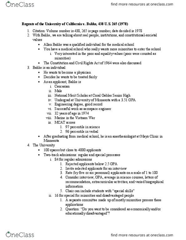 ENG 331 Lecture Notes - Lecture 1: National Merit Scholarship Program, Regents Of The Univ. Of Cal. V. Bakke, Coral Gables, Florida thumbnail