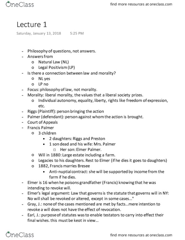 PHL271H1 Lecture Notes - Lecture 1: Legal Positivism, Universal Rule thumbnail