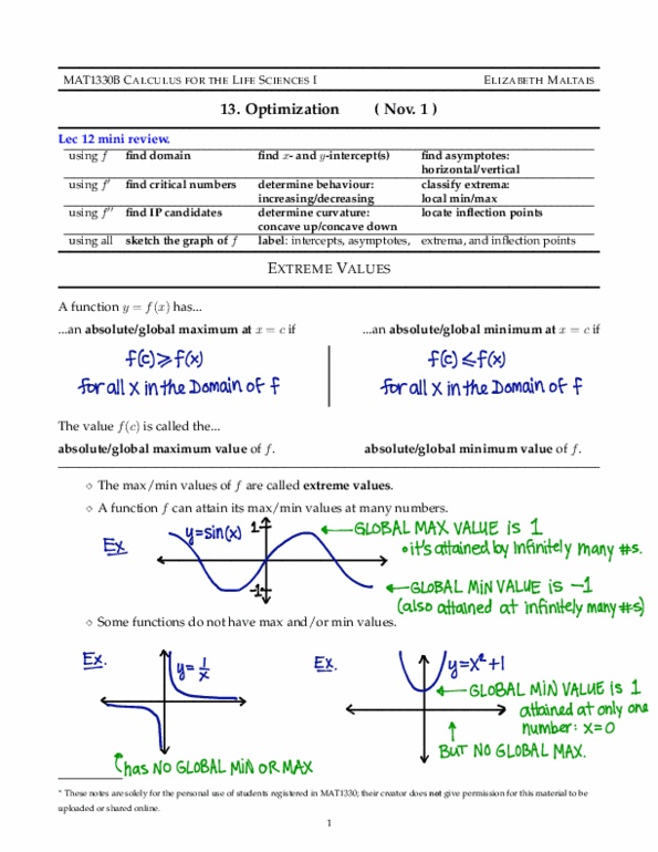 MAT 1330 Lecture 10: Ch13 Optimization-file thumbnail