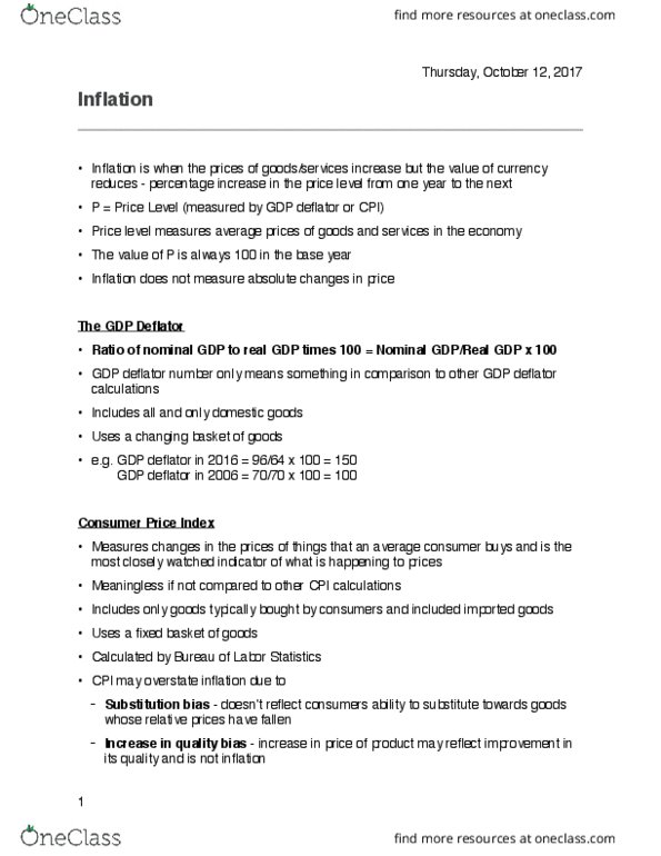 CAS EC 102 Lecture Notes - Lecture 2: Price Level, Real Interest Rate, Nominal Interest Rate thumbnail