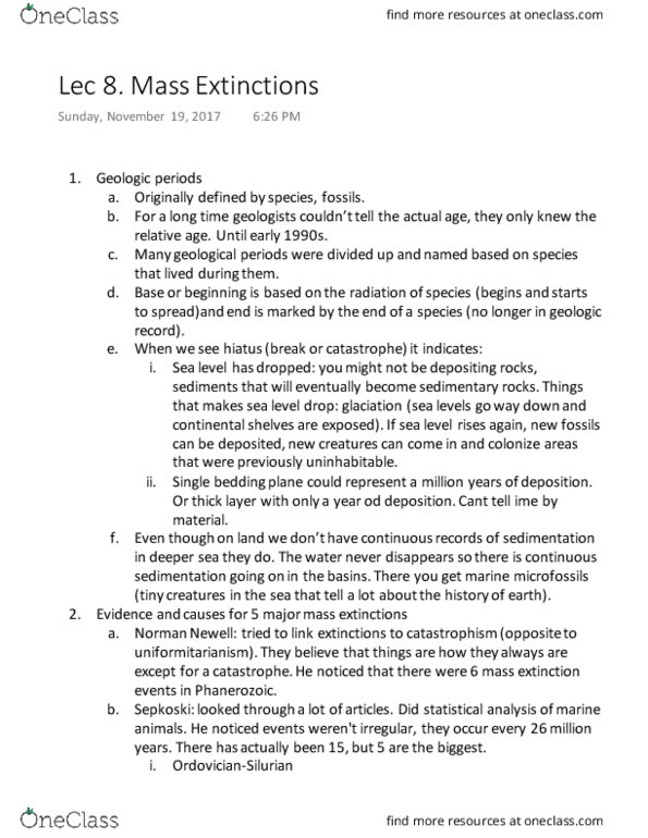 ESS104H1 Lecture 8: Lec 8. Mass Extinctions thumbnail