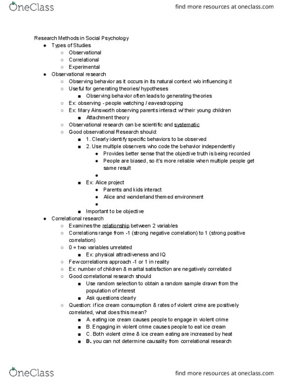 PSC 151 Lecture Notes - Lecture 3: Mary Ainsworth, Dependent And Independent Variables, Parenting Styles thumbnail