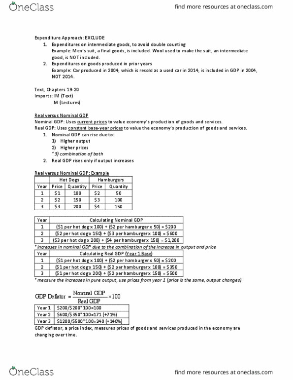 ECO100Y1 Lecture Notes - Lecture 14: Gdp Deflator, Intermediate Good, Approximation thumbnail