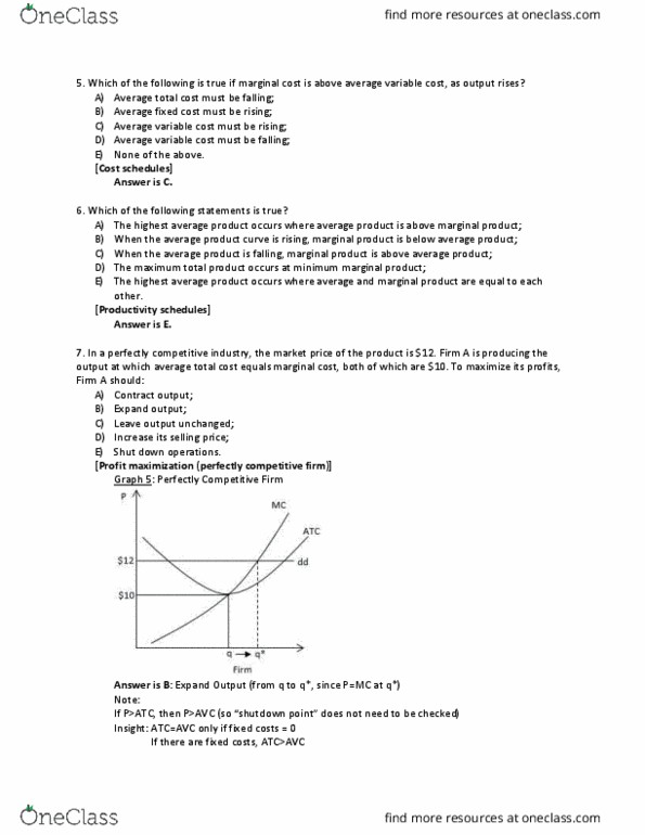 ECO100Y1 Lecture Notes - Lecture 21: Average Variable Cost, Average Cost, Profit Maximization thumbnail
