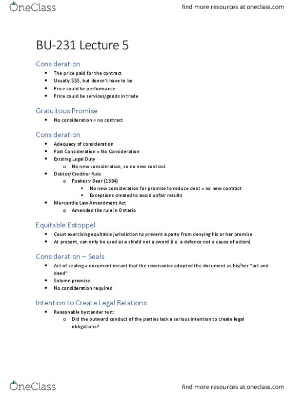 BU231 Lecture Notes - Lecture 5: Covenanter, Estoppel thumbnail