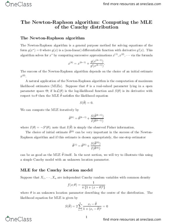 STA305H1 Lecture Notes - Lecture 5: Location Parameter, Likelihood Function, Poisson Distribution thumbnail