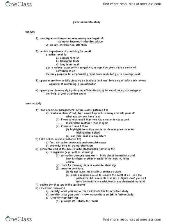 PSYC 100g Lecture Notes - Lecture 1: Mnemonic thumbnail