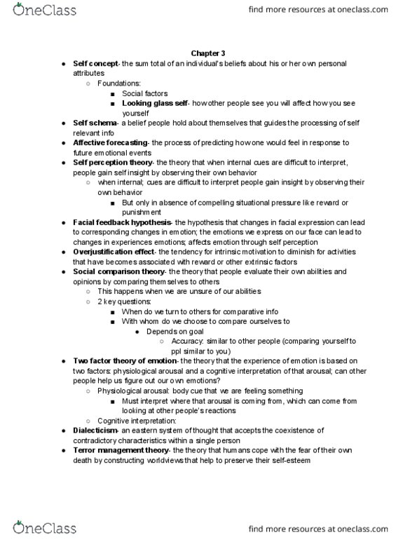 01:830:321 Chapter Notes - Chapter 3: Facial Feedback Hypothesis, Terror Management Theory, Affective Forecasting thumbnail