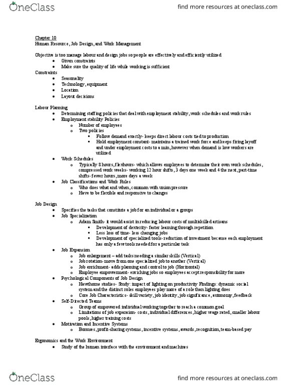 FARE 3310 Lecture Notes - Lecture 11: Job Enrichment, User Interface, Job Rotation thumbnail