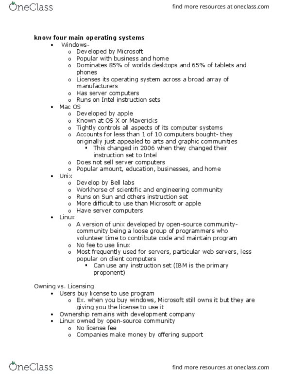 MCS 2020 Lecture Notes - Lecture 9: Instruction Set, Bell Labs, Computer Program thumbnail