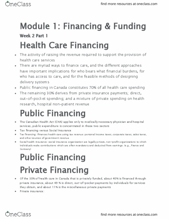 HLTHAGE 2F03 Lecture Notes - Lecture 3: National Health Insurance, Public Finance, Social Insurance thumbnail