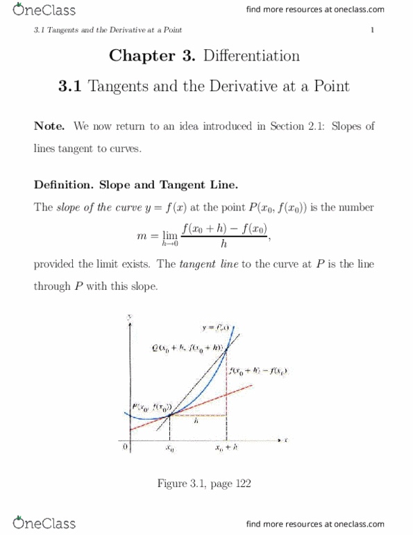 Mathematics 1560 Lecture Notes - Lecture 6: Tangent thumbnail