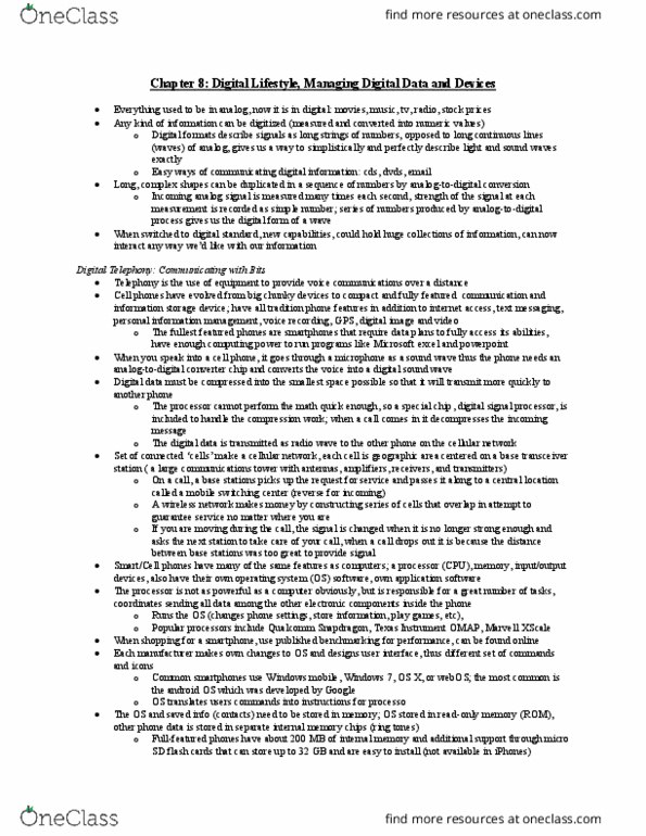 CIS 1000 Lecture Notes - Lecture 8: Digital Signal Processor, Base Transceiver Station, Qualcomm Snapdragon thumbnail