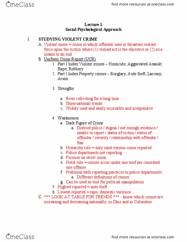 SOCIOL 4508 Lecture Notes - Lecture 1: National Crime Victimization Survey, Social Desirability Bias, Uniform Crime Reports thumbnail