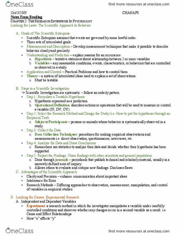 PSY100Y5 Chapter Notes - Chapter 2: Dependent And Independent Variables, Operational Definition, Confounding thumbnail