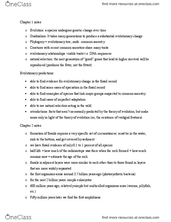 BIO120H1 Chapter Notes - Chapter 1-2: Radionuclide, Gradualism, Stout thumbnail