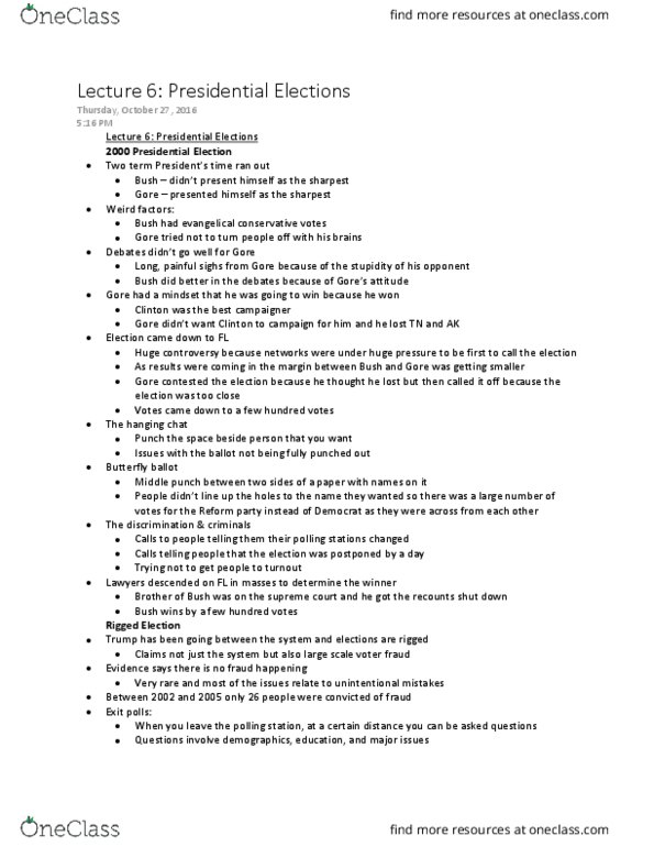 Political Science 2244E Lecture Notes - Lecture 6: List Of Material Published By Wikileaks, Polling Place thumbnail