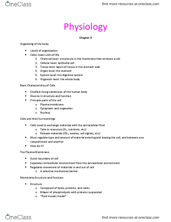 HHP 1300 Lecture Notes - Lecture 2: Extracellular Fluid, Lipid Bilayer, Pinocytosis thumbnail