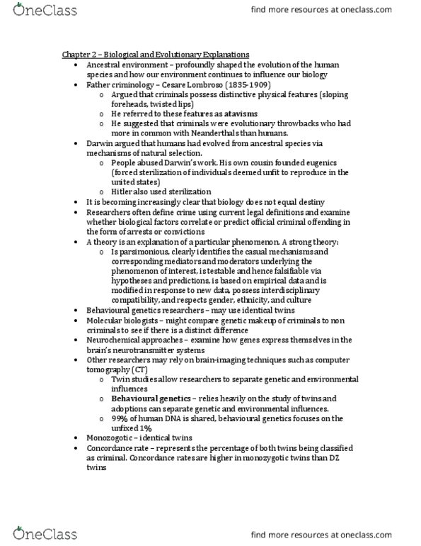 PSYC 3402 Chapter Notes - Chapter 2: Cesare Lombroso, Ct Scan, Behavioural Genetics thumbnail