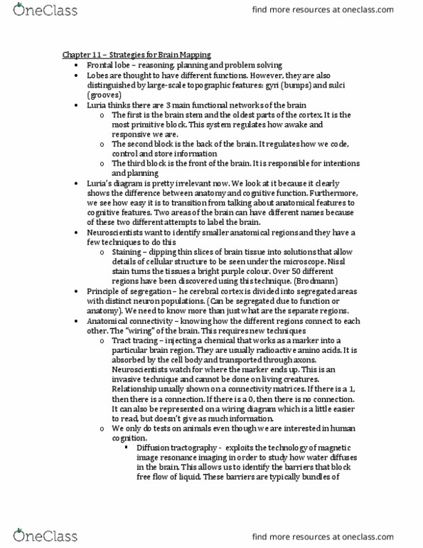 CGSC 2001 Chapter Notes - Chapter 11: Franz Nissl, Frontal Lobe, Tractography thumbnail