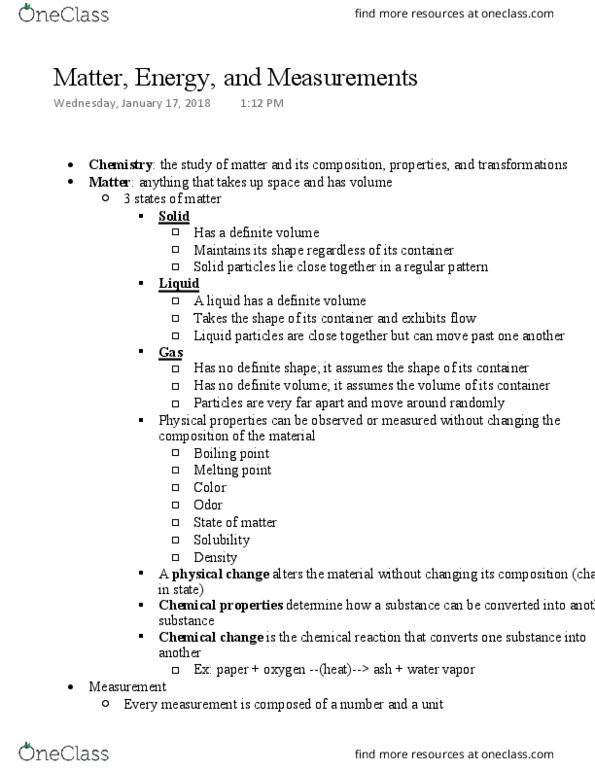 CHEM 1210 Lecture 1: Matter, Energy, and Measurements thumbnail