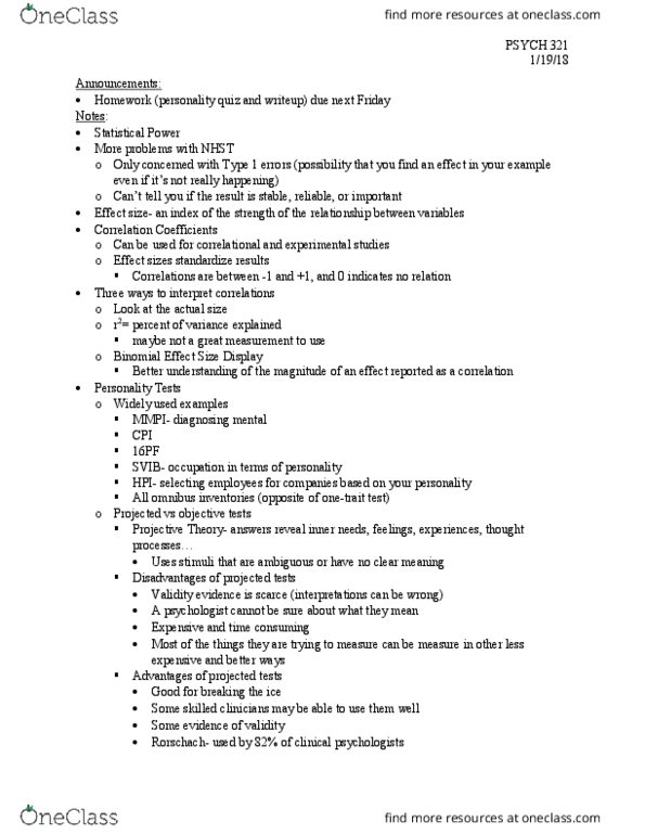 PSYCH 321 Lecture Notes - Lecture 5: Effect Size, 16Pf Questionnaire, Factor Analysis thumbnail