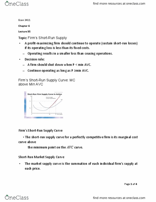 ECON 3411 Lecture Notes - Lecture 35: Perfect Competition, Marginal Cost, Takers thumbnail