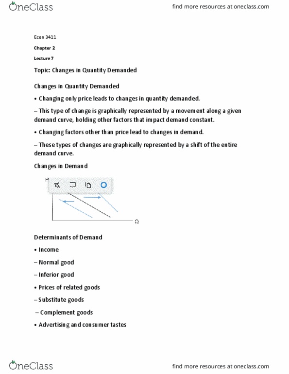 ECON 3411 Lecture Notes - Lecture 7: Demand Curve, Inferior Good, Normal Good thumbnail