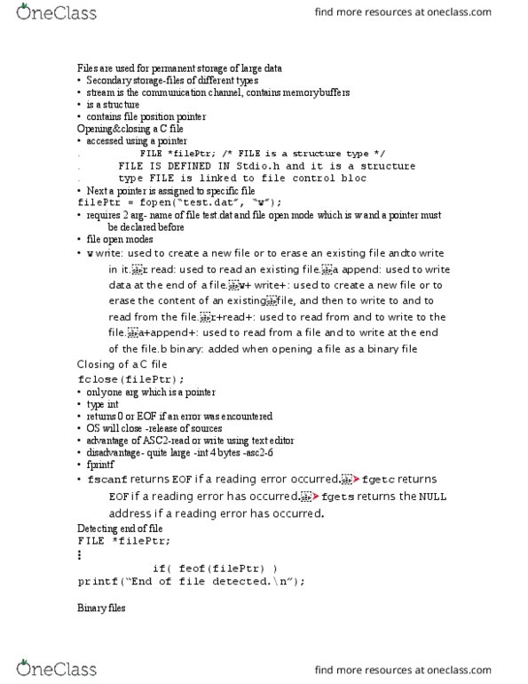GNG 1106 Lecture Notes - Lecture 16: Binary File, Text Editor thumbnail