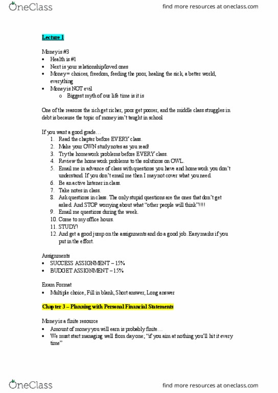 Management and Organizational Studies 2277A/B Lecture Notes - Lecture 1: Savings Account, Multiple Choice, Goal Setting thumbnail