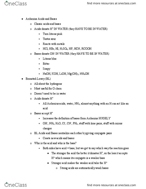 CHE 8A Lecture Notes - Lecture 5: Lithium Hydroxide, Lone Pair, Carboxylic Acid thumbnail