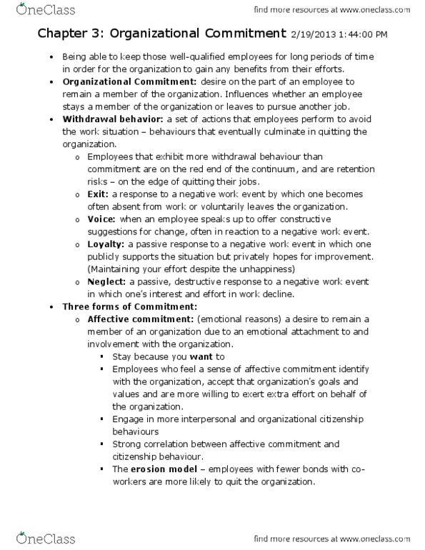 ADMS 2400 Chapter Notes - Chapter 3: Job Performance, Embeddedness thumbnail