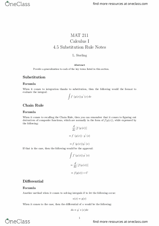 MAT 211 Lecture Notes - Lecture 27: Trigonometric Functions thumbnail