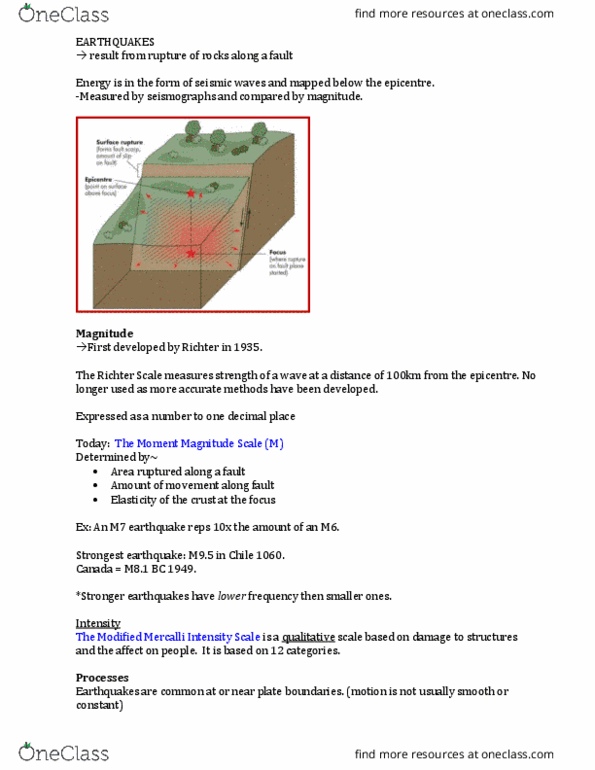 Geography 2152F/G Lecture Notes - Lecture 7: Mercalli Intensity Scale, San Andreas Fault, Aseismic Creep thumbnail