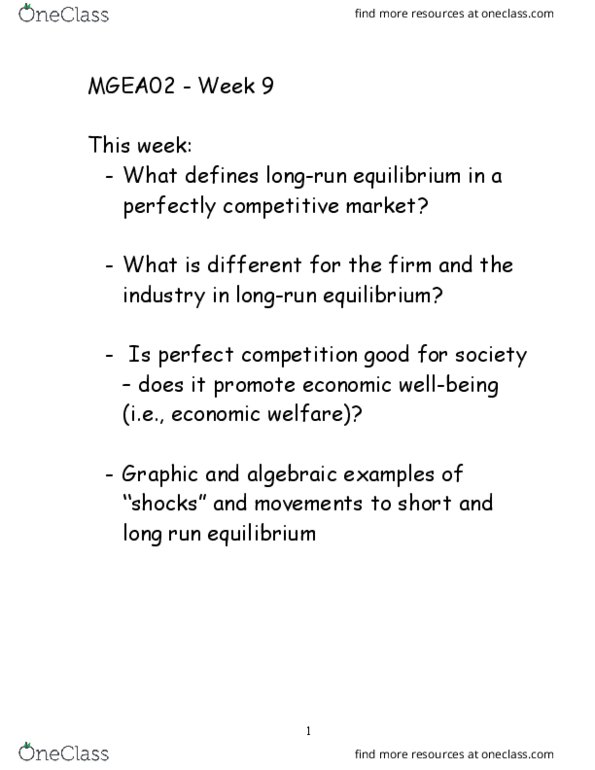 MGEA02H3 Lecture Notes - Lecture 2: Perfect Competition, Economic Surplus, Demand Curve thumbnail