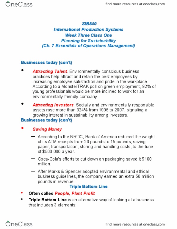 International Business Administration SIB540 Lecture Notes - Lecture 3: Triple Bottom Line, Operations Management, Natural Capital thumbnail
