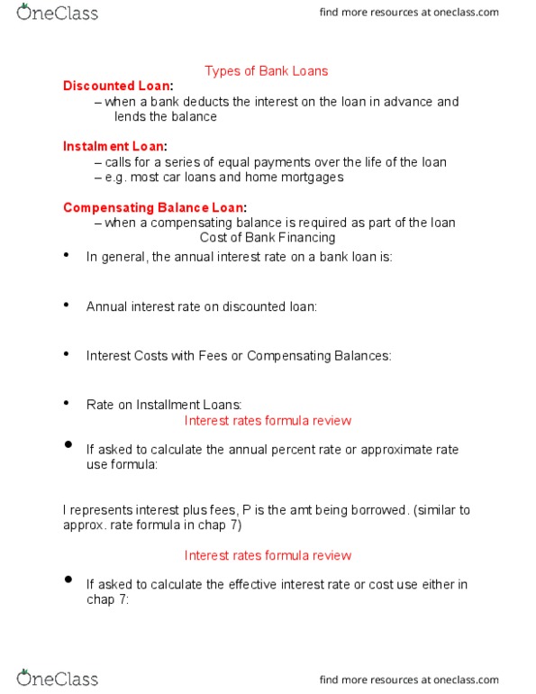 Business Administration - Accounting & Financial Planning FIN401 Lecture Notes - Lecture 8: Effective Interest Rate, Commercial Paper thumbnail