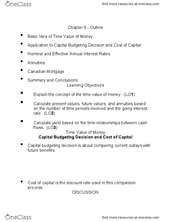 Business Administration - Accounting & Financial Planning FIN401 Lecture Notes - Lecture 9: Capital Budgeting, Effective Interest Rate, Liquid Oxygen thumbnail