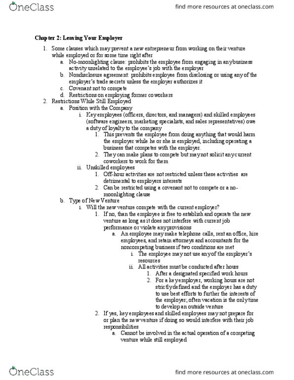 BSL 435 Chapter Notes - Chapter 2: Noraid, Non-Disclosure Agreement, Fiduciary thumbnail