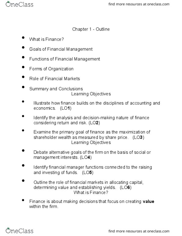 Business Administration - Accounting & Financial Planning FIN401 Chapter Notes - Chapter 1: Liquid Oxygen, Corporate Finance, Capital Budgeting thumbnail