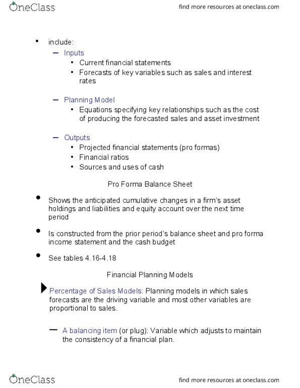 Business Administration - Accounting & Financial Planning FIN401 Chapter Notes - Chapter 4: Pro Forma, Financial Statement, Income Statement thumbnail