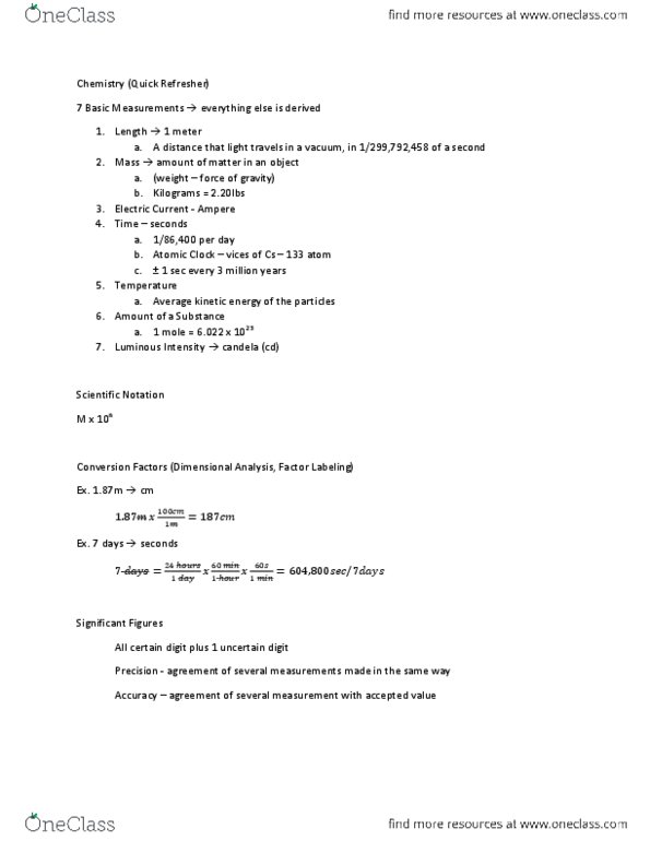 CHM 23000 Lecture Notes - Scientific Notation, Significant Figures thumbnail