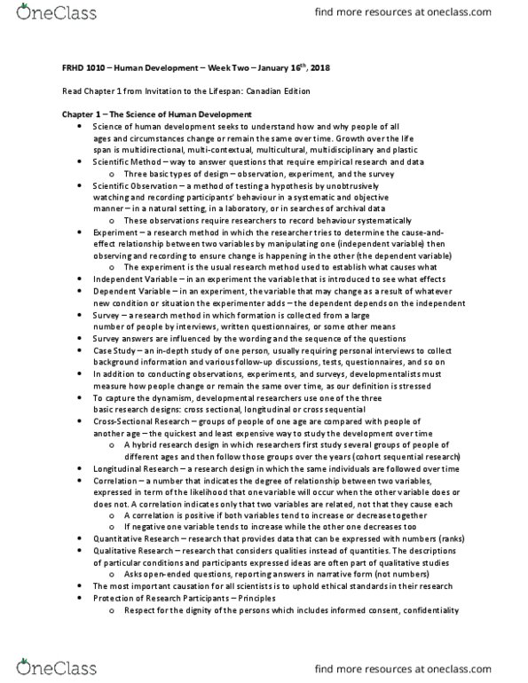 FRHD 1010 Lecture Notes - Lecture 1: Behaviorism, Social Learning Theory, Classical Conditioning thumbnail
