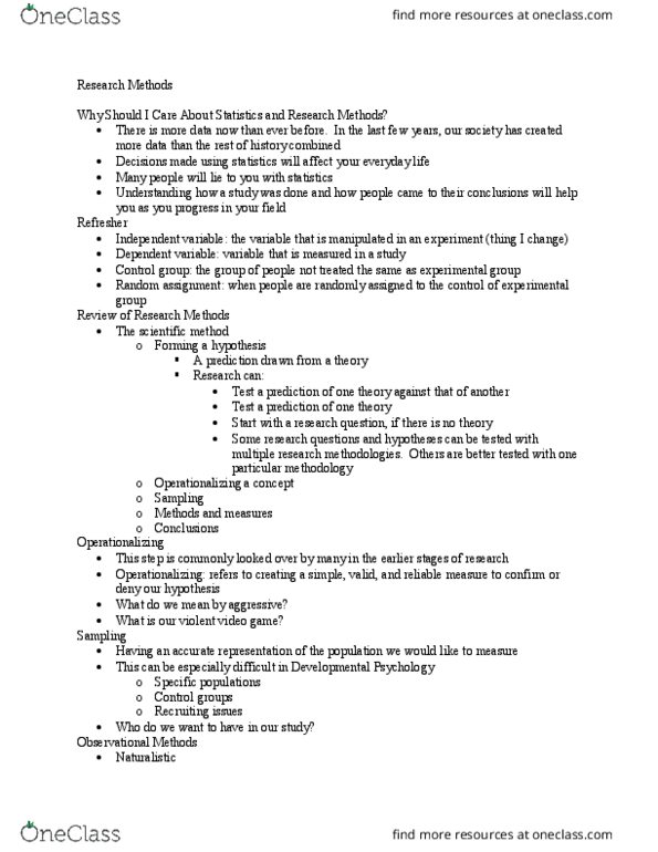 PY 352 Lecture Notes - Lecture 2: Scientific Method, Dependent And Independent Variables, Autonomic Nervous System thumbnail