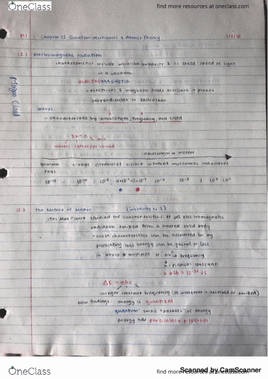 CHEM 1B Chapter 12.1-12.4: Quantum Mechanics and Atomic Theory thumbnail