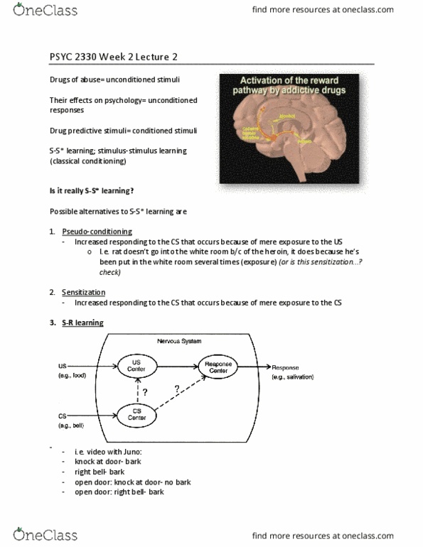 PSYC 2330 Lecture Notes - Lecture 5: Classical Conditioning thumbnail