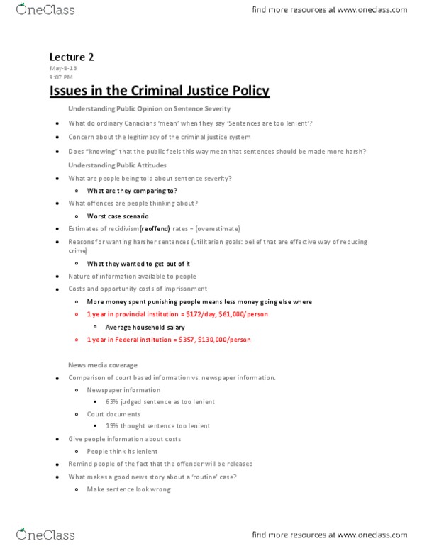 SOC219H5 Lecture Notes - Lecture 2: Parole Board Of Canada, Parole Board, Youth Criminal Justice Act thumbnail