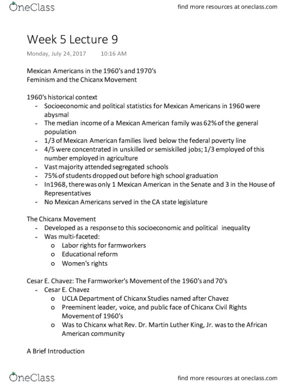 CHICANO 10A Lecture Notes - Lecture 9: Filipino Americans, Homestead Acts, Opiate thumbnail